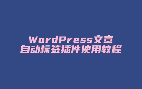 WordPress文章自动标签插件使用教程