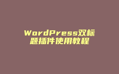 WordPress双标题插件使用教程